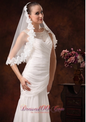 Bridal Veils for Wedding with Lace Appliques and Tulle