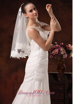 Bridal Veils for Wedding with Lace Appliques and Tulle