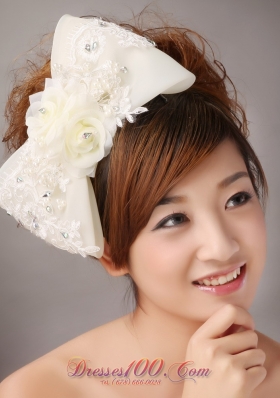 Big Bowknot with Lace and Hand Made Flowers for Brides