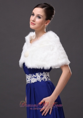 Rabbit Fur Wraps for Special Occasion in Ivory with V-neck