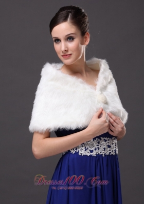 Rabbit Fur Wraps for Special Occasion in Ivory with V-neck