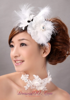 Headpiece in Organza Feather Flower for Wedding Outdoor