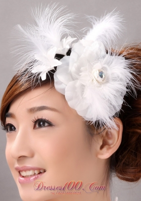 Headpiece in Organza Feather Flower for Wedding Outdoor