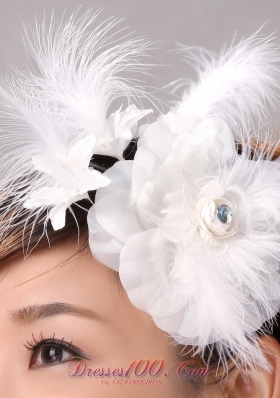 Headpiece in Organza Feather Flower for Wedding Outdoor