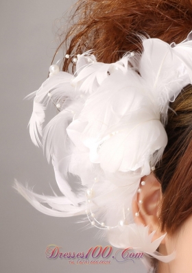 Imitation Pearls White Organza Headpieces for Weddings