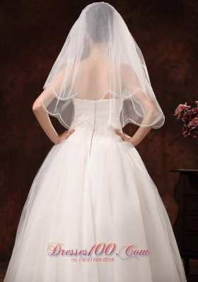 2 Layers Graceful Tulle Ribbon Edge designer wedding veils