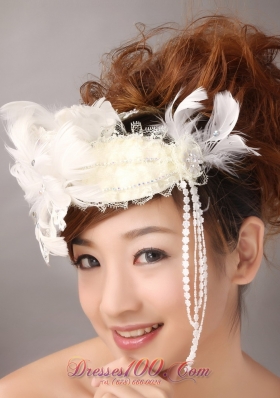 White Feather Wedding and Outdoor Lace Women’ s Headpiece