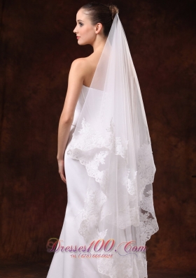 Two Layers Tulle Lace Applique Edge Graceful Wedding Veil