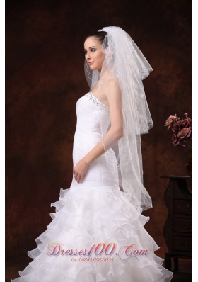 White Royal Discount Two Layers Tulle Bridal Veils