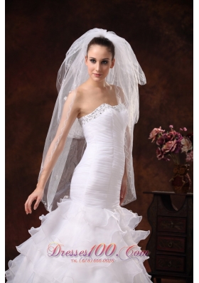 White Royal Discount Two Layers Tulle Bridal Veils