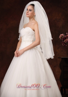 inspired Organza Bridal Veils Two Layers Ribbon Edge