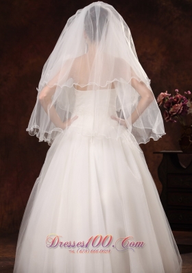 inspired Organza Bridal Veils Two Layers Ribbon Edge