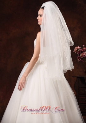 inspired Organza Bridal Veils Two Layers Ribbon Edge