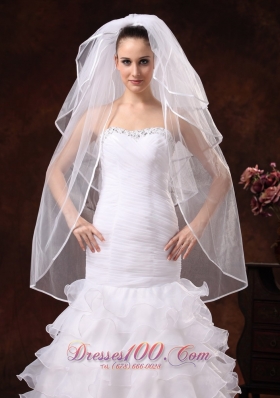 Wedding Party Veils in Four-tier Organza with Pearl Trim