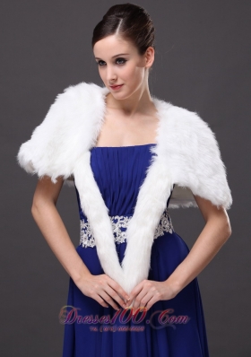 Short Sleeves Jacket Faux Fur White Wedding Affordable