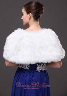 Short Sleeves Jacket Faux Fur White Wedding Affordable