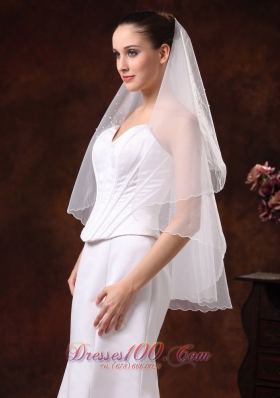 Simple Organza Two Layers Wedding Veil for Brides