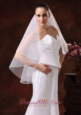 Simple Organza Two Layers Wedding Veil for Brides