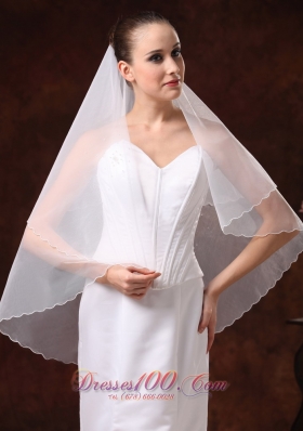 Simple Organza Two Layers Wedding Veil for Brides