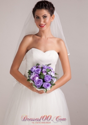 Purple Round Shape Hand-tied Discount Bridal Accessories