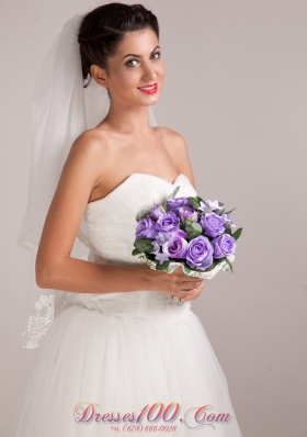 Purple Round Shape Hand-tied Discount Bridal Accessories