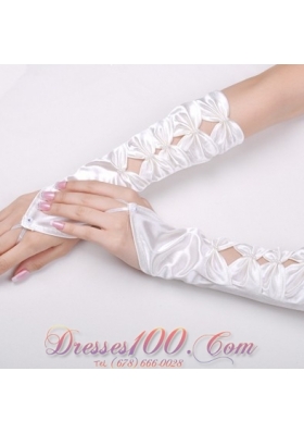 Fingerless Elbow Length Bridal Gloves with Flowers