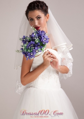 Purple White Hand-tied Wedding Bouquet for Bride