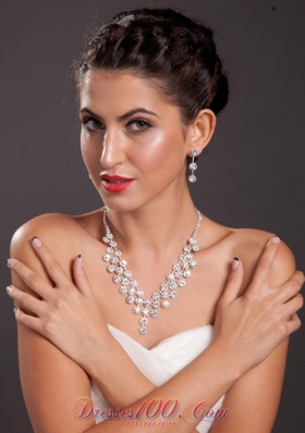 Wedding Jewelry Set Imitation Pearl Necklace and Earrings