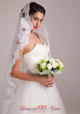 Bridal Wedding Bouquet with White Rose Round Shape