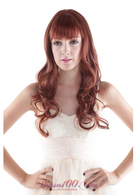 Curly Hair Wig Medium Long Synthetic Red