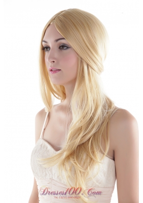 Straight Long Hair Wig Synthetic Blonde for Cocktail