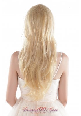 Straight Long Hair Wig Synthetic Blonde for Cocktail