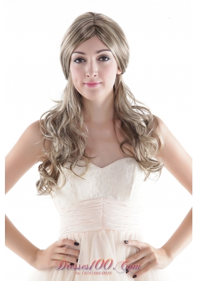 Long Wavy Hair wig High Quality Synthetic Flaxen for Girls