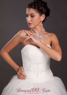 Bridal Jewelry Necklace Earrings Rhinestones Pearl