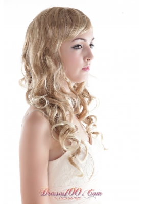 Synthetic Long High Quality Blonde Curly Party Hair Wig