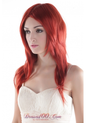 Red Straight Medium Long High Quality Synthetic Hair Wig