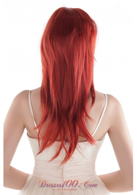 Red Straight Medium Long High Quality Synthetic Hair Wig