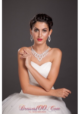 Imitation Pearl Wedding Jewelry Set Necklace with Earrings