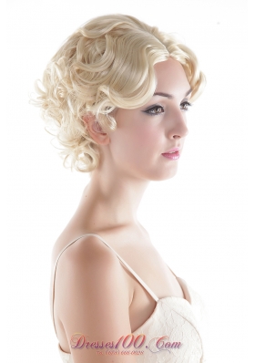 Short Natural Look Synthetic Blonde Curly Hair Wig