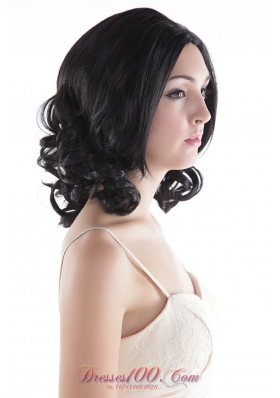 Black Curly Hair Wig Short Human Hair for Prom