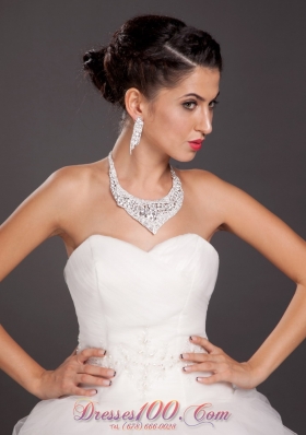 Crystal Bridal Jewelry Set Alloy Necklace with Earrings