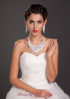 Crystal Bridal Jewelry Set Alloy Necklace with Earrings