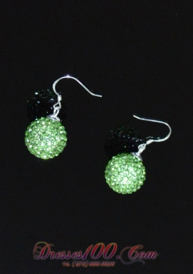 Round Rhinestone Ladies' Earrings Spring Green