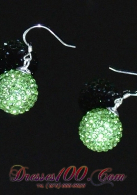 Round Rhinestone Ladies' Earrings Spring Green