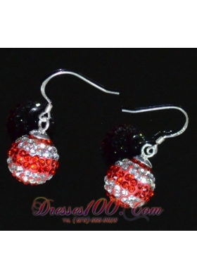 Rhinestone Round Red and White Ladies' Earrings