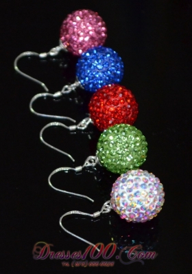 Multi-color Round Rhinestone Earrings for Girls