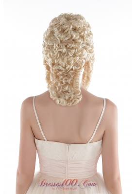 Custom Medium Curly Blonde Synthetic Hair Wig