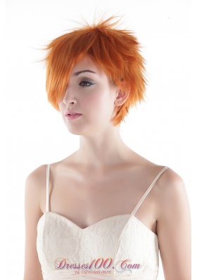Straight Hot Orange Short Synthetic Hair Wig