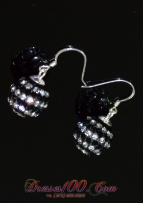 Luxurious Rhinestone Black and White Round Earrings