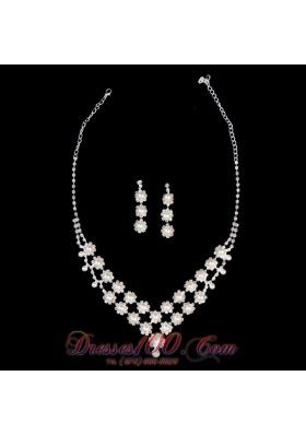 Ivory Pearl With Rhinestone Wedding Jewelry Set